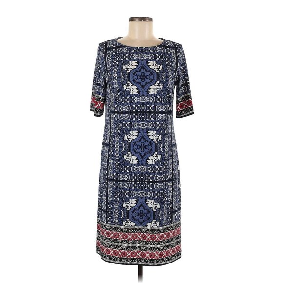 Westport 1962 Classy‎ Blue Print Shift Dress Size 16W 1X Spring Summer Plus Size - Picture 2 of 7